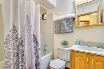a bathroom with a toilet and a sink at Near Water Parks Pet-Friendly Tobyhanna Getaway! in Tobyhanna