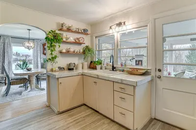 a kitchen with a sink and a window at 1 Mi to Historic District Mtn-View Franklin Home in Otego