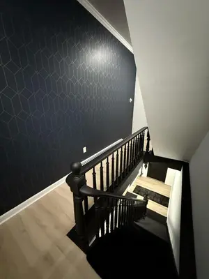 a staircase with a blue tiled wall and a stair case at Luxury Boutique Home - 4 Beds 1 Baths 25 minutes to NYC in Jersey City