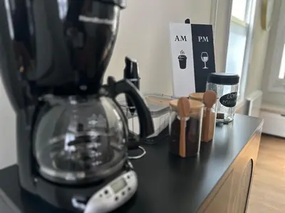a blender sitting on top of a counter at Newly Renovated 1 Bedroom Executive Apartment in Kearny