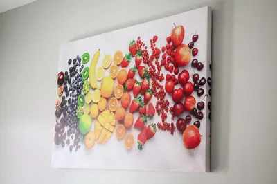 a painting of fruits and vegetables on a wall at Modern 2BR, Easy access to NYC in Jersey City