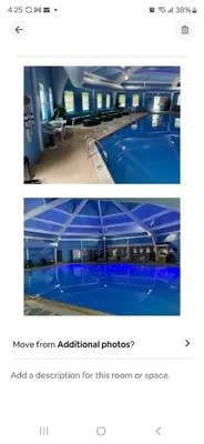 two pictures of a swimming pool in a building at Cozy House in Long Pond 3 bedrooms 10 people in Long Pond