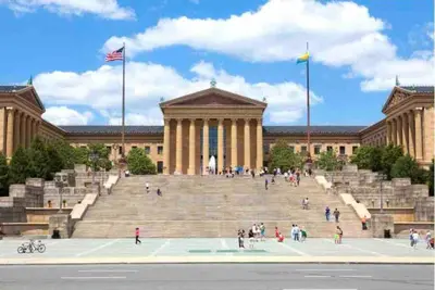 a large building with a large staircase in front at New! Suite near Rittenhouse Square in Philadelphia