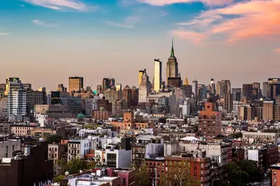 a view of a city with skyscrapers at Orchard Street Hotel in New York