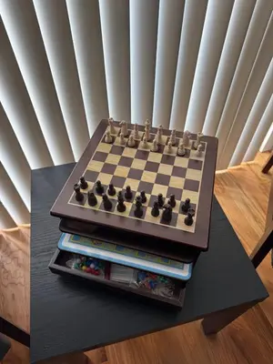 a chess board on top of a table at Near New York-EWR-JG Mall-Train - Elizabeth NJ in Elizabeth