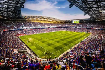 an aerial view of a soccer game in a stadium at 1A Prime Area Near NYC and EWR 98 Walk score in Newark