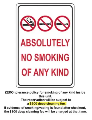 a sign that says absolutely no smoking of any kind at Cozy Apartment with Max Comfort in Bayonne