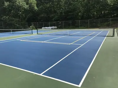 a tennis court with two tennis nets on it at Ski Camelback Mountain in Tannersville