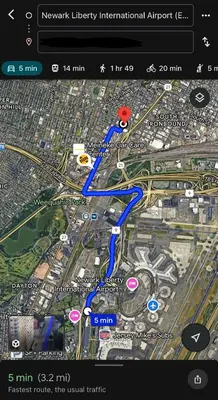 a screenshot of a google maps page with a map at Spacious Cozy Retreat, Sleeps 10, Near NYC & EWR in Newark