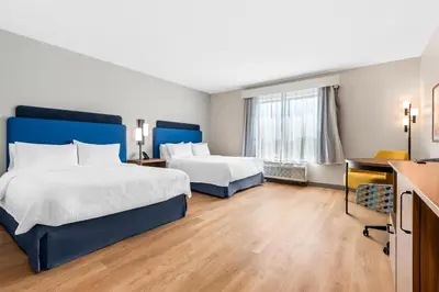 a hotel room with two beds and a window at Hampton Inn & Suites Intercourse, Pa in Intercourse