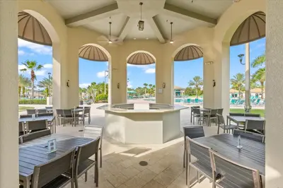 a patio at the resort with tables and chairs at MYR1456 in Philadelphia