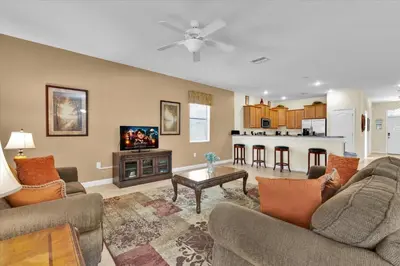 a living room with two couches and a kitchen at MYR1466 in Philadelphia
