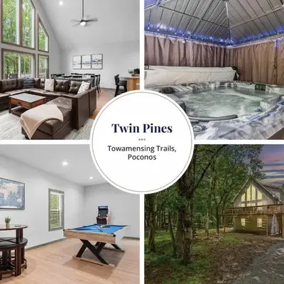 Twin Chalet 6 BDs Hot Tub Game Area and more