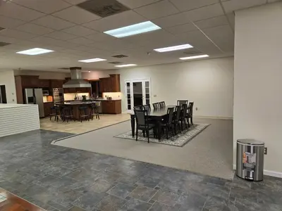 an empty room with a table and chairs in it at Spooky Nook Bed and Breakfast in Manheim
