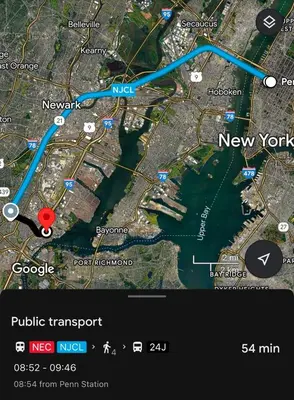a google map with a red marker on it at Cozy Cafe, Walk to The Mall, 30min to NYC & 5min to EWR in Elizabeth
