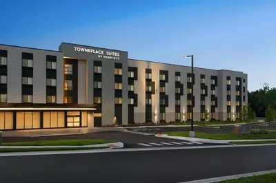 a large building with a street in front of it at TownePlace Suites by Marriott Lancaster in Lancaster