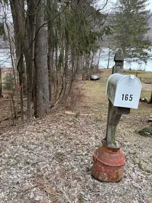 a mail box sitting in the middle of a field at Roscoe Pine House in Roscoe