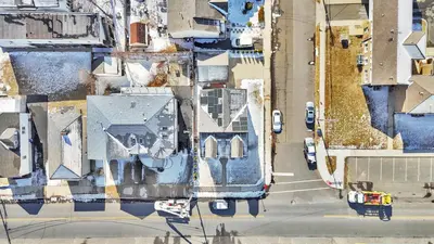 an overhead view of a city street with houses at Oceanfront Villa - Panoramic NYC Views - Luxury Home in Keansburg
