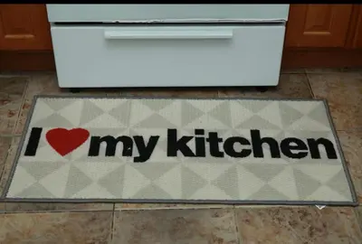 a kitchen rug with the words i love my kitchen at Elegant 3BR Home - Near the Prudential Center in Newark