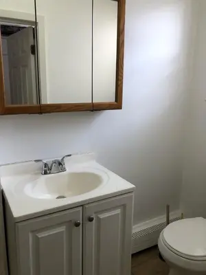 a bathroom with a sink and a toilet at Private one-bedroom and one-bathroom apartment with private street entrance in convenient area, MetLife Stadium FIFA World Cup 35 minutes away in Perth Amboy