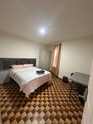 a bedroom with a bed and a desk in it at AL Shami 408 in New York