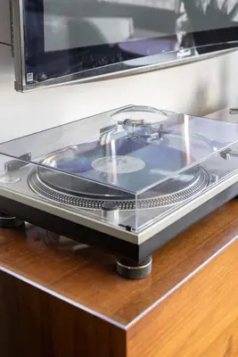 a record player sitting on top of a counter at Stunning NYC Views! Free Gym! Doorman! Terrace! in New York