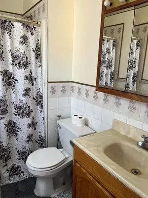 a bathroom with a toilet and a sink at Amazing House near EWR and NYC in Linden