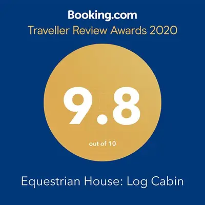 a yellow circle with the words eyelash technician house log cabin at The Hideout Cottage Close to Ski Mountain in Pleasant Mount