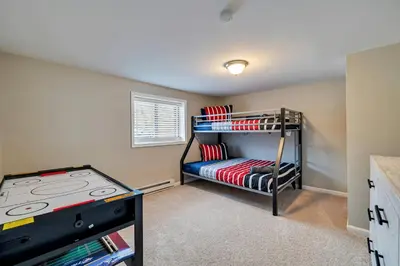 a bedroom with a bunk bed in a room at Pool Access! All-Season Family Home in Poconos in Crescent Lake
