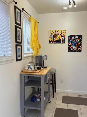 a kitchen with a table with a blender on it at Providence & 18th in Chester