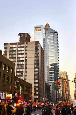a busy city street with many tall buildings at Riu Plaza New York Times Square in New York