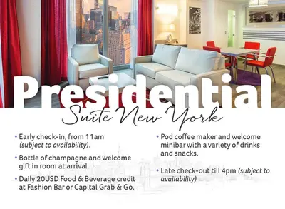 a flyer for a residential suite new home at Riu Plaza New York Times Square in New York