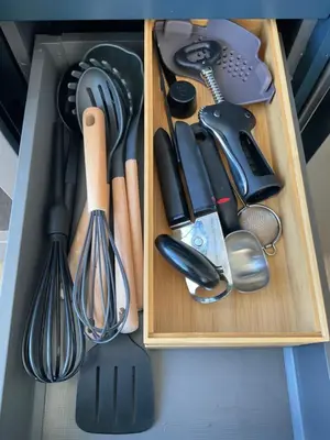 a drawer filled with lots of kitchen utensils at Brooklyn with a View in New York