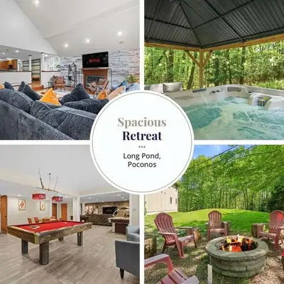 Spacious Game Room Seclusion Hot Tub and more