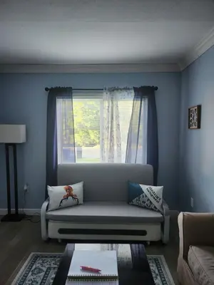 a living room with a couch and a window at Countryside Comfort in Willseyville