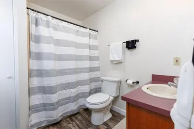a bathroom with a toilet and a sink at Enola Trail Getaway - bikes, rural, BBQ ,King bed, patio in Pequea