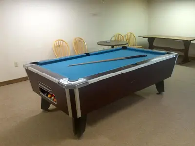 a pool table in a room with chairs at Enola Trail Getaway - bikes, rural, BBQ ,King bed, patio in Pequea