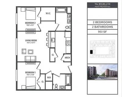 a floor plan of a apartment and a rendering thereof at Opulence in Olive 4 bedrooms, 4 baths with 10 beds, Park 2 cars FREE in Orange