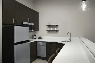 a kitchen with a refrigerator and a sink at Residence Inn by Marriott Newark, DE in Newark
