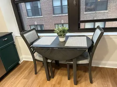 a black table with two chairs and a plant on it at Philadelphia Studio in Philadelphia