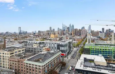 an aerial view of a city with buildings and cars at Philadelphia Studio in Philadelphia