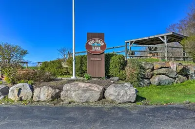 a sign for a park with rocks in front of it at Less Than 2 Mi to Big Bass Lake Modern Mtn Chalet! in Gouldsboro