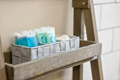 a shelf with toothbrushes and toiletries on it at 3BD 102 Madison Ter in Springfield
