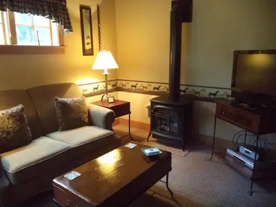a living room with a couch and a fireplace at The Inn & Spa at Intercourse Village in Intercourse