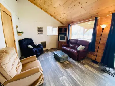 a living room with couches and chairs in a house at UndertheWillows by Towanda Sayre in Ulster