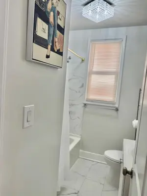 a bathroom with a toilet and a picture on the wall at Heaven on earth in Bayonne