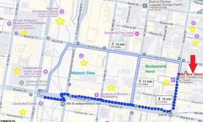 a close up of a map of a city at Walk to Everything in Old City- ADA compliant unit in Philadelphia