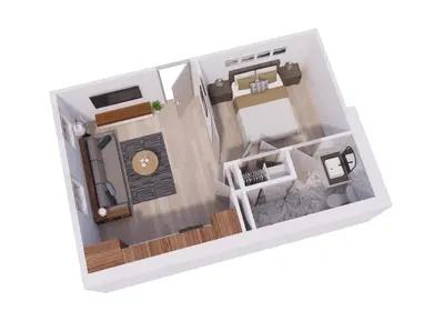 a rendering of a floor plan of a apartment at Sleep 3- Beautiful Unit- Walk Around in Old City in Philadelphia