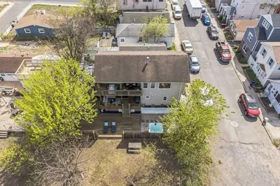 an aerial view of a house in a city at Beach front oasis - Hot tub - Sleeps 7 in Keansburg