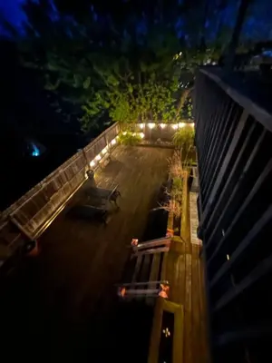 an overhead view of a building at night with lights at Beach front oasis - Hot tub - Sleeps 7 in Keansburg